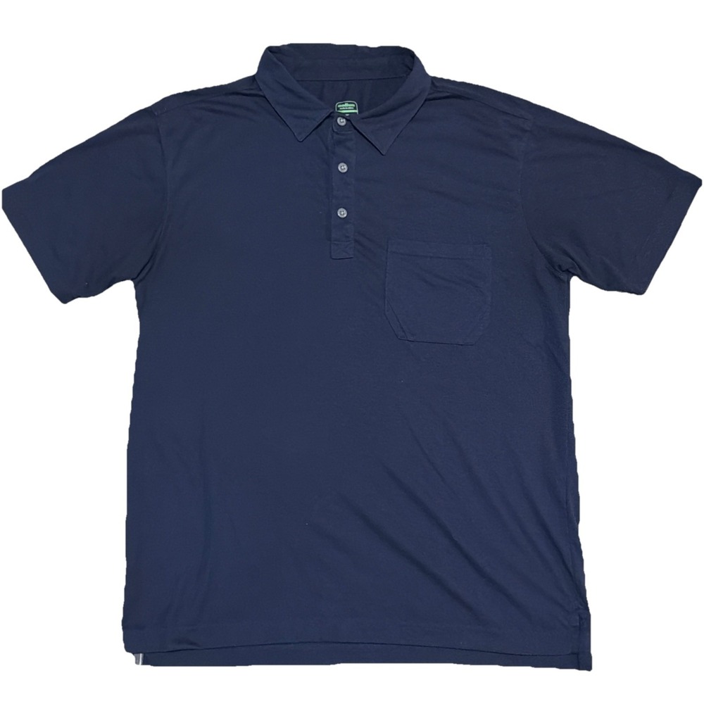 Stio Divide Polo Mens Medium Blue Short Sleeve Pocket Shirt Outdoor